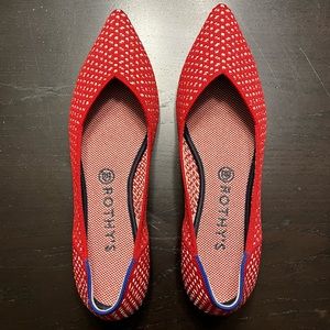 Rothys The Point Womens Sz 10.5 US Red Apple Honeycomb Pointed Toe Slip on Shoes